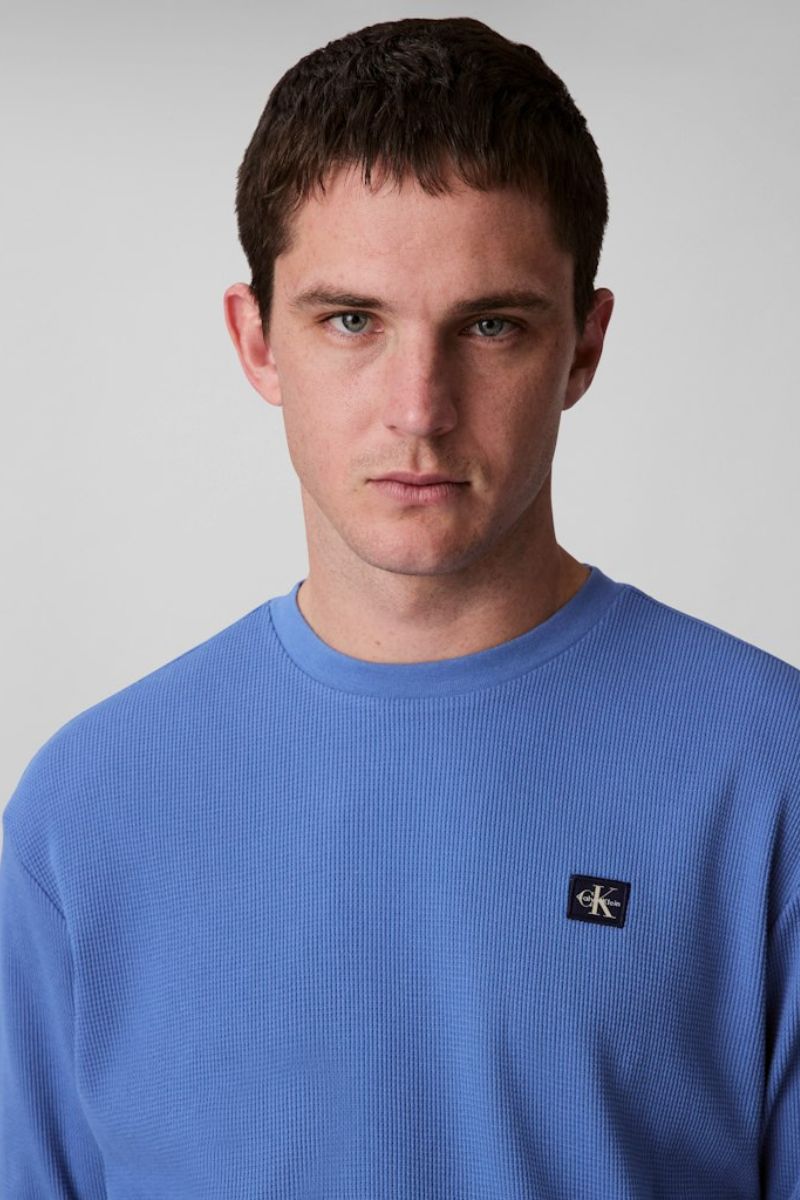Calvin Klein 2176 LS Waffle Badge Crew Blue
