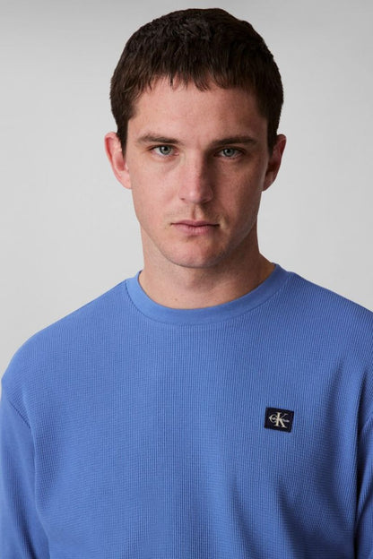 Calvin Klein 2176 LS Waffle Badge Crew Blue