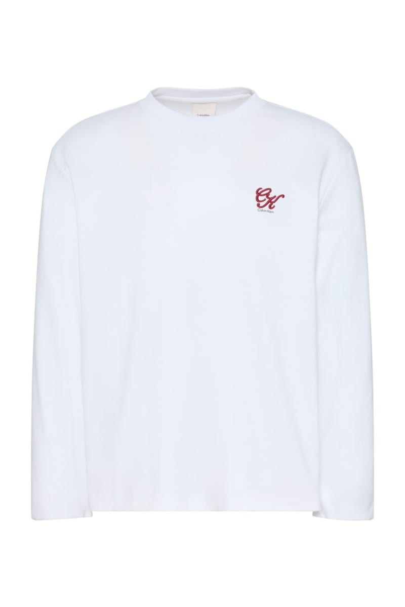 Calvin Klein 841G Sleek Interlock Long Sleeve T-Shirt Bright White