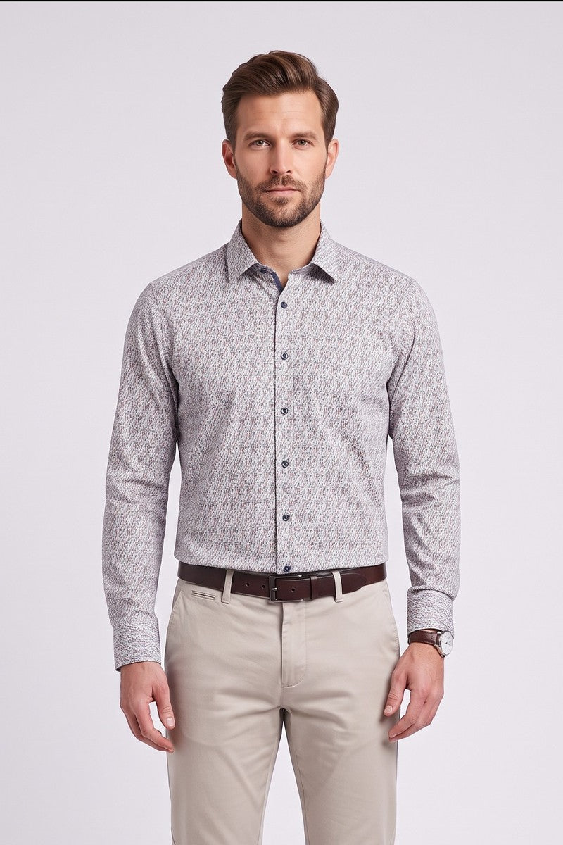 Casa Moda 32990 Comfort Fit Printed Twill Shirt Red