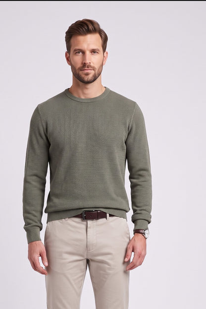 Casa Moda 78900 Regular Fit Cotton Crew Neck Jumper Eucalyptus Green