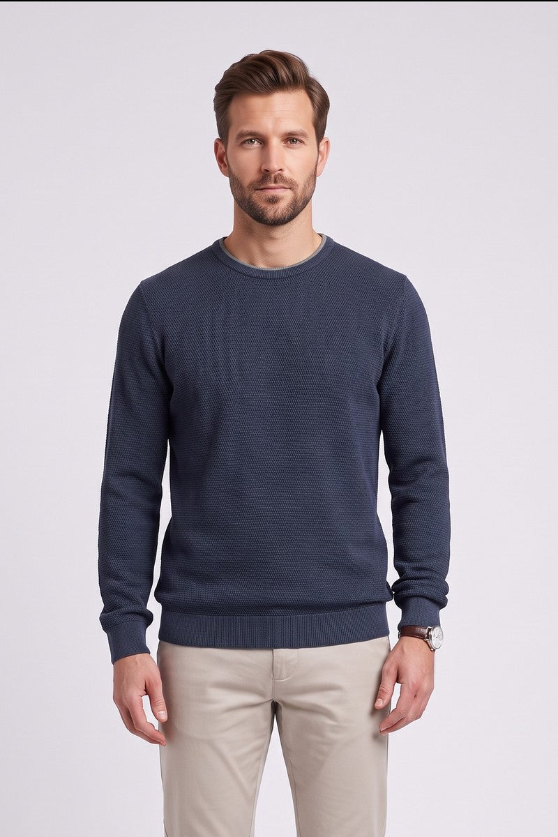 Casa Moda 78900 Regular Fit Cotton Crew Neck Jumper Navy
