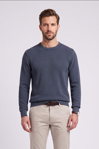 Casa Moda 78900 Regular Fit Cotton Crew Neck Jumper Silver