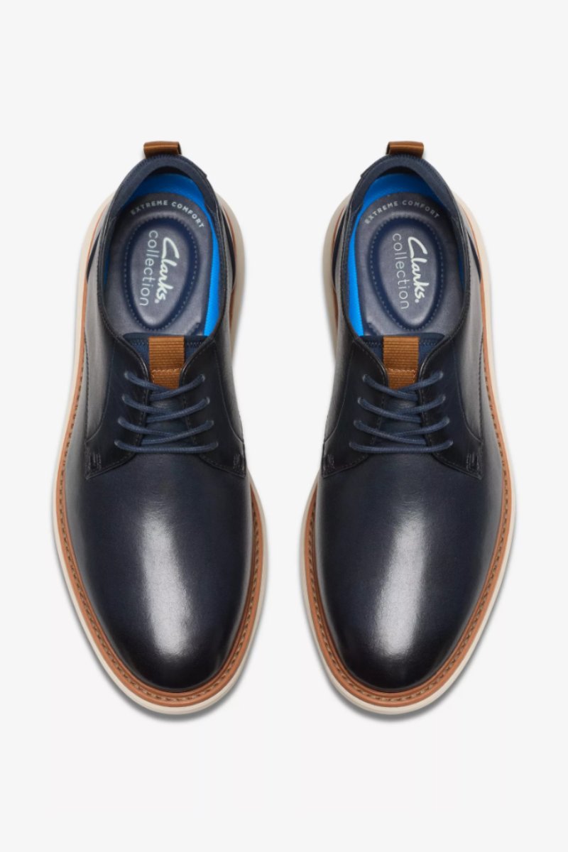 Clarks Brantin Shoe Navy Leather