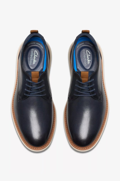 Clarks Brantin Shoe Navy Leather