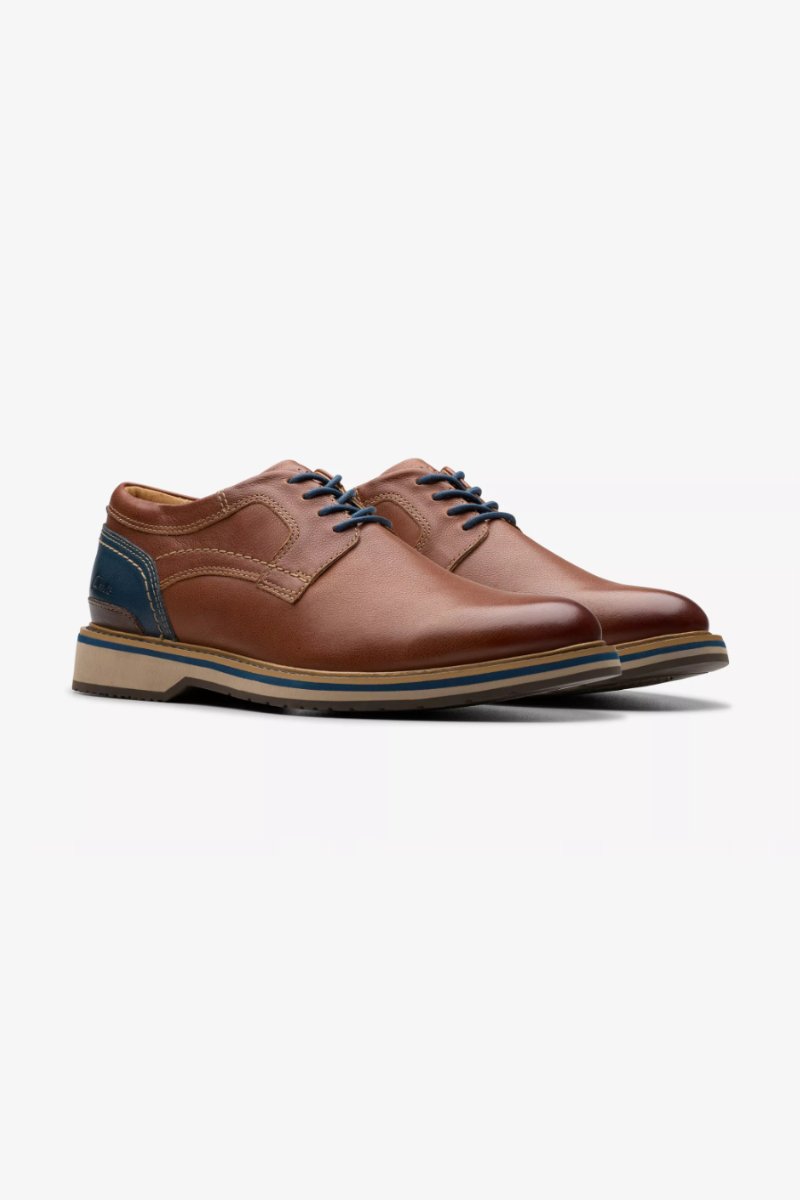 Clarks Monahan Plain Shoe Tan Leather