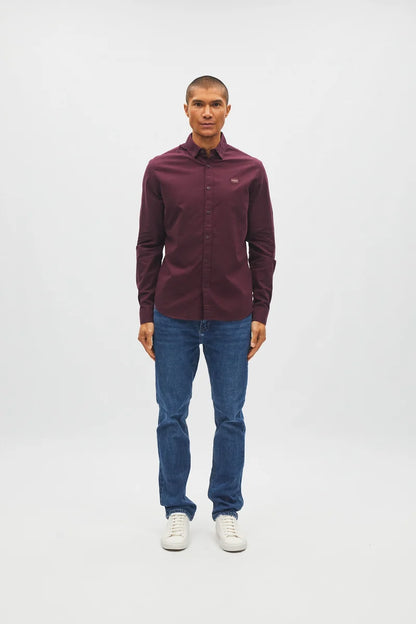 Diesel Devlyn Button Down Cotton Shirt Deep Burgundy