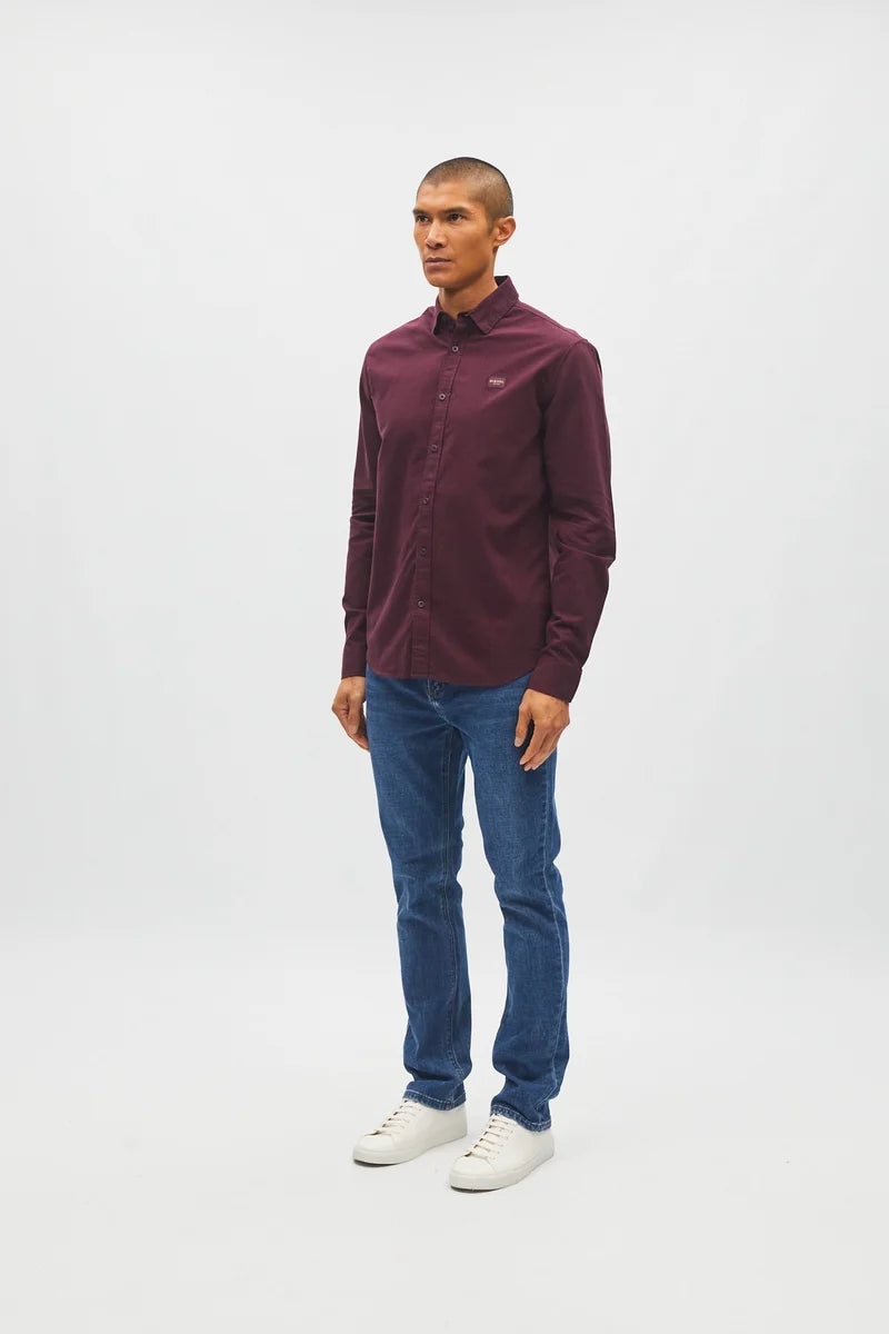 Diesel Devlyn Button Down Cotton Shirt Deep Burgundy