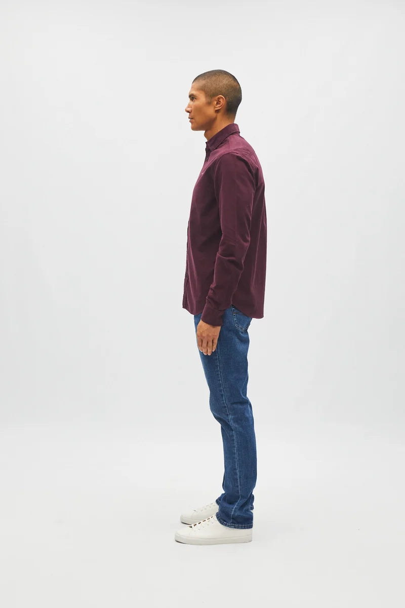 Diesel Devlyn Button Down Cotton Shirt Deep Burgundy