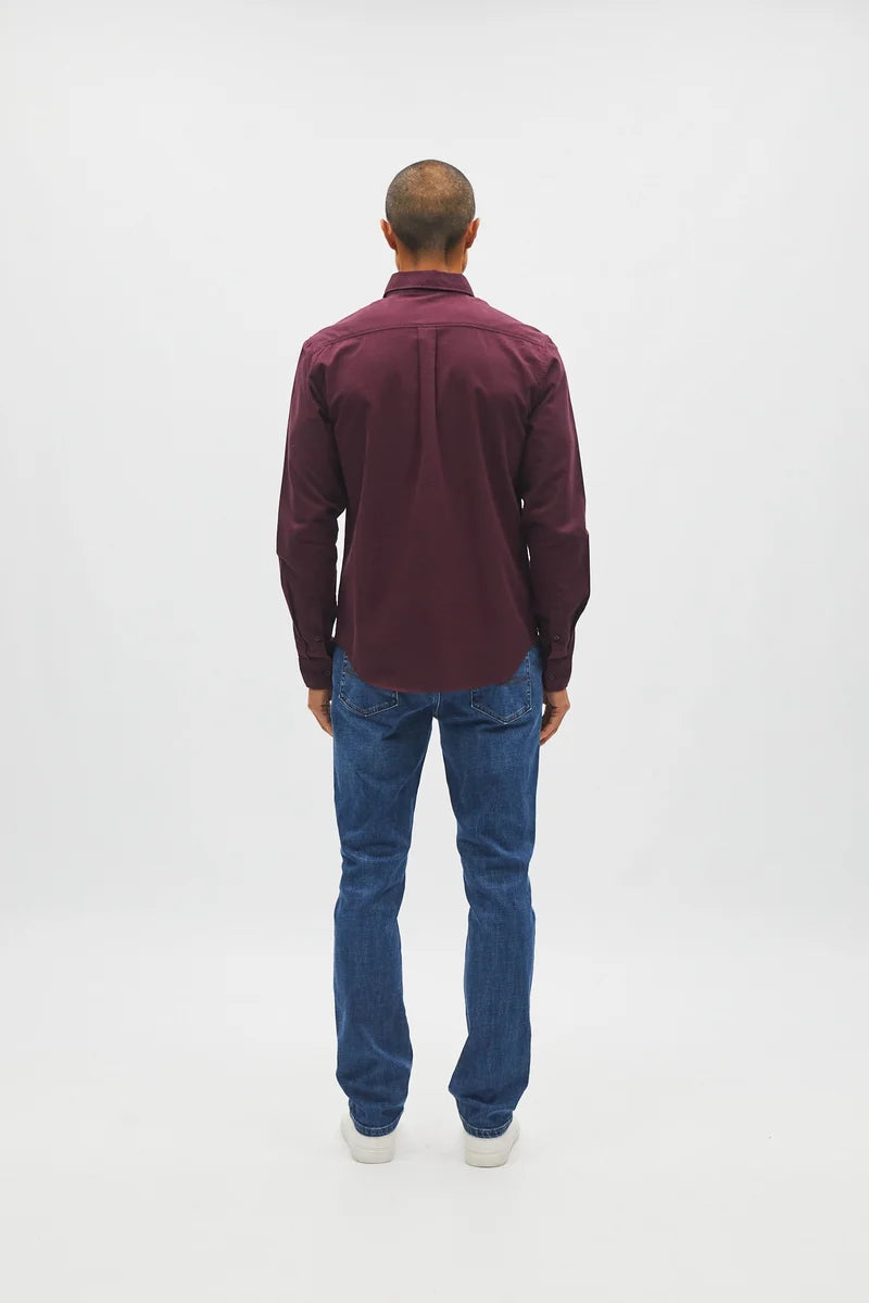 Diesel Devlyn Button Down Cotton Shirt Deep Burgundy