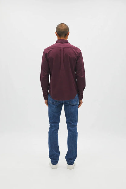 Diesel Devlyn Button Down Cotton Shirt Deep Burgundy
