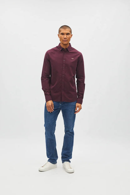 Diesel Devlyn Button Down Cotton Shirt Deep Burgundy