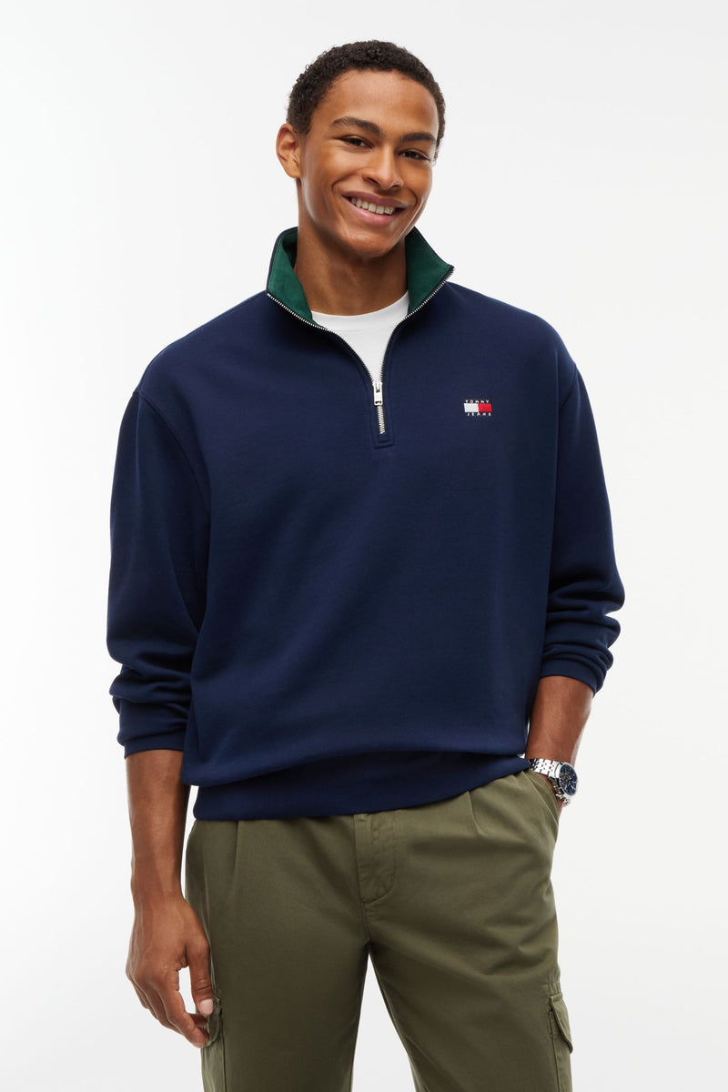 Tommy Jeans 23605 Relaxed Branded Collar Half Zip Sweatshirt Dark Blue