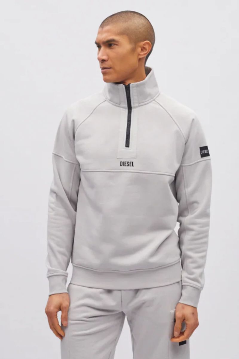 Diesel Hatcher Half Zip Sweatshirt Shale Grey