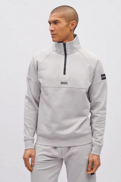Diesel Hatcher Half Zip Sweatshirt Shale Grey