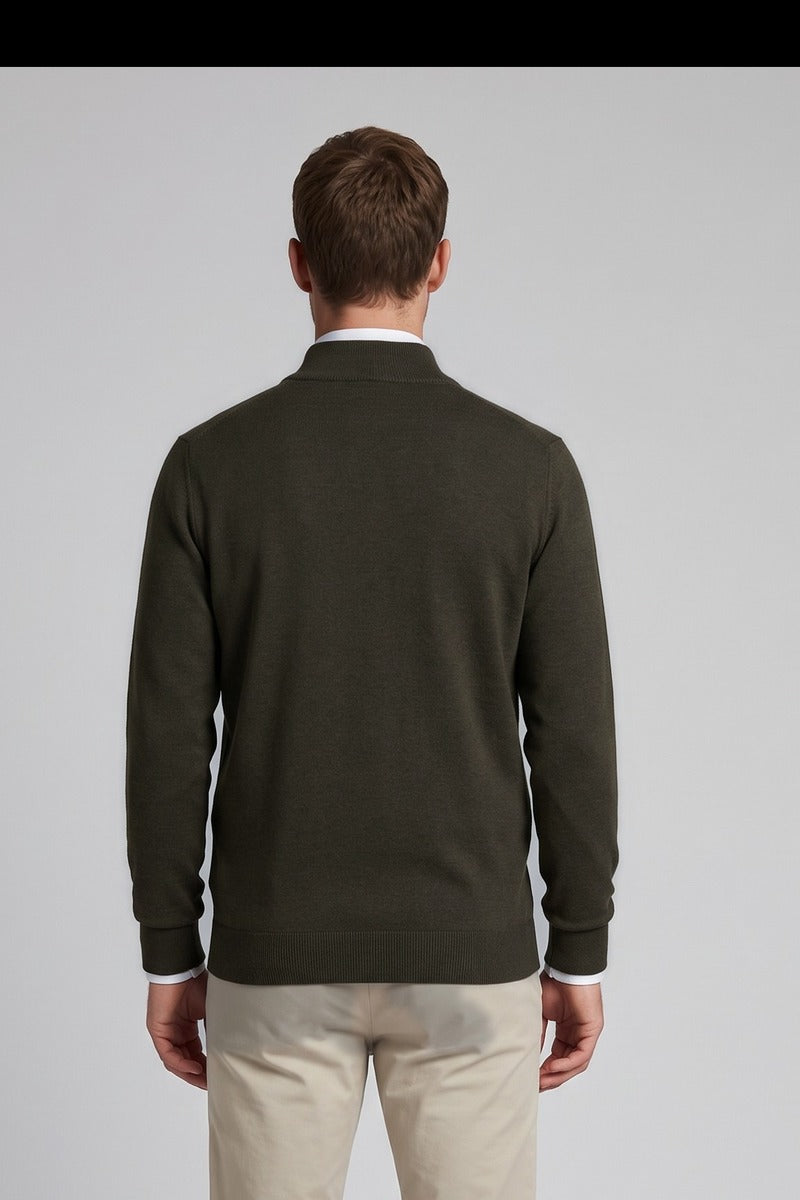 Ed Oliver Quarter Zip Knit Jumper Dark Forest