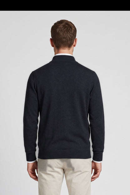 Ed Oliver Quarter Zip Knit Jumper Navy