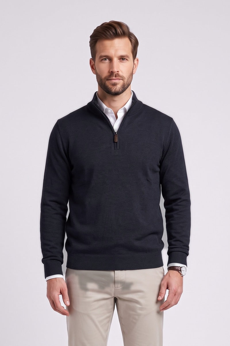 Ed Oliver Quarter Zip Knit Jumper Navy