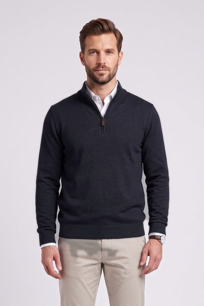 Ed Oliver Quarter Zip Knit Jumper Navy