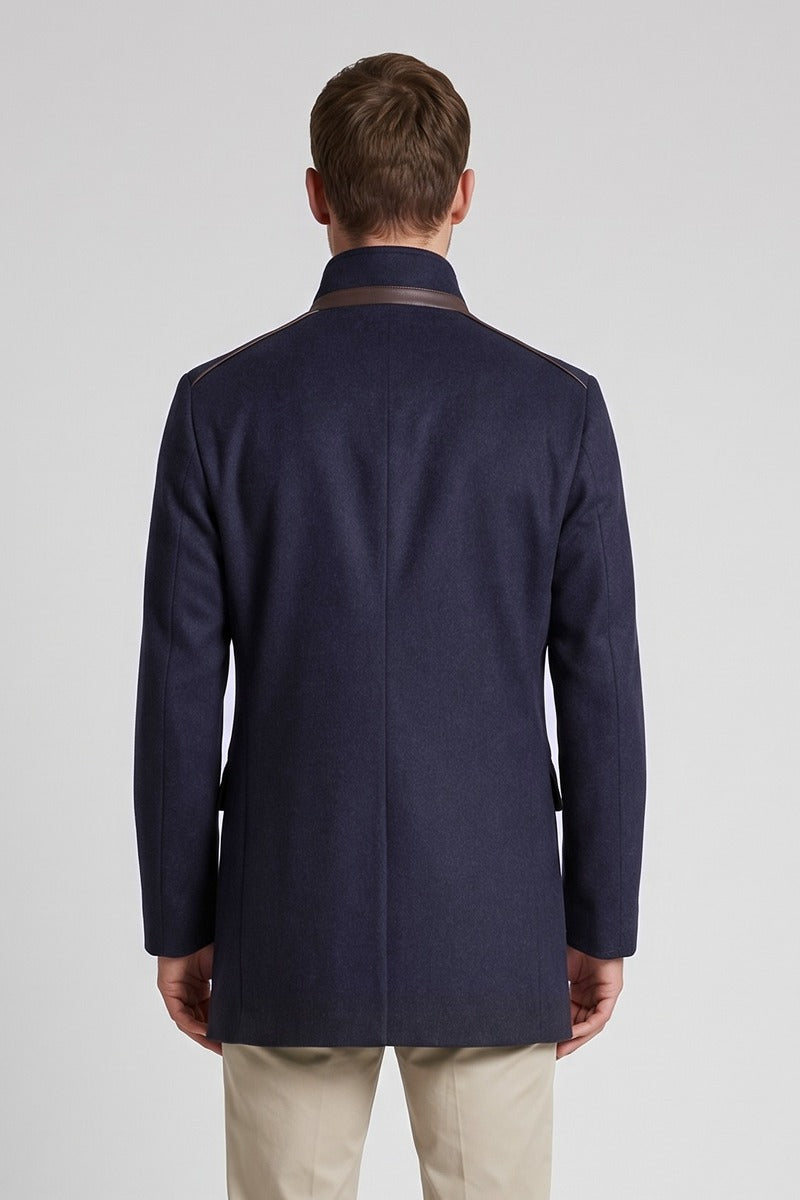 Ed Oliver Stand Collar Wool Coat Cobalt