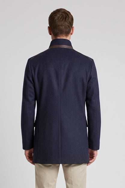 Ed Oliver Stand Collar Wool Coat Cobalt