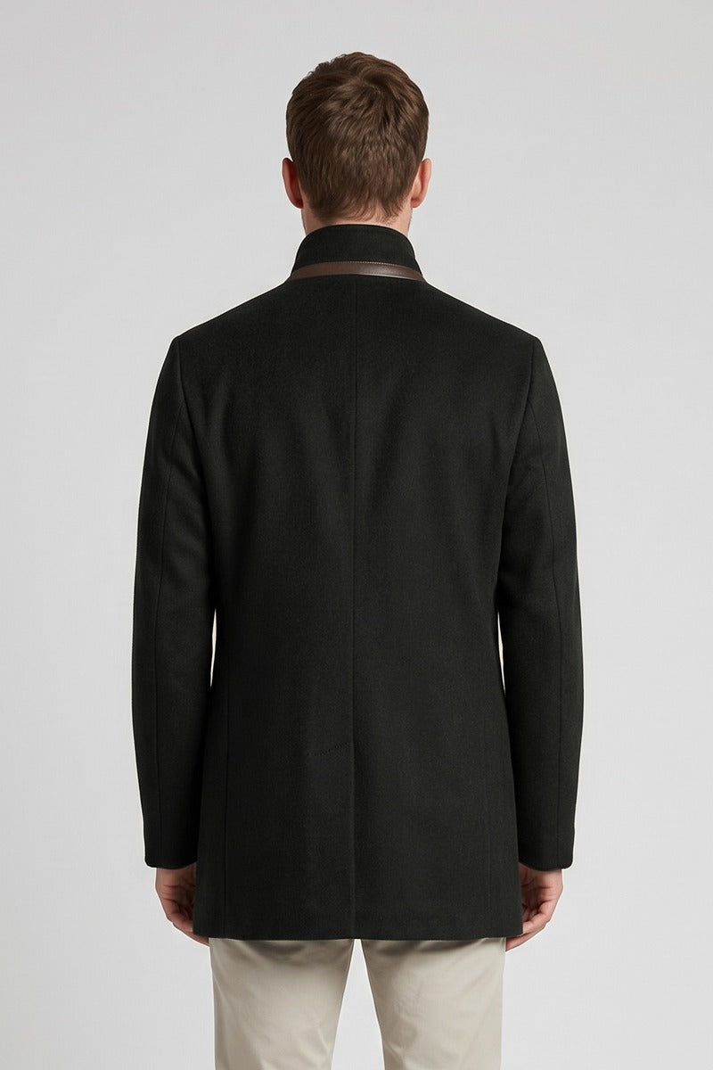 Ed Oliver Stand Collar Wool Coat Forest