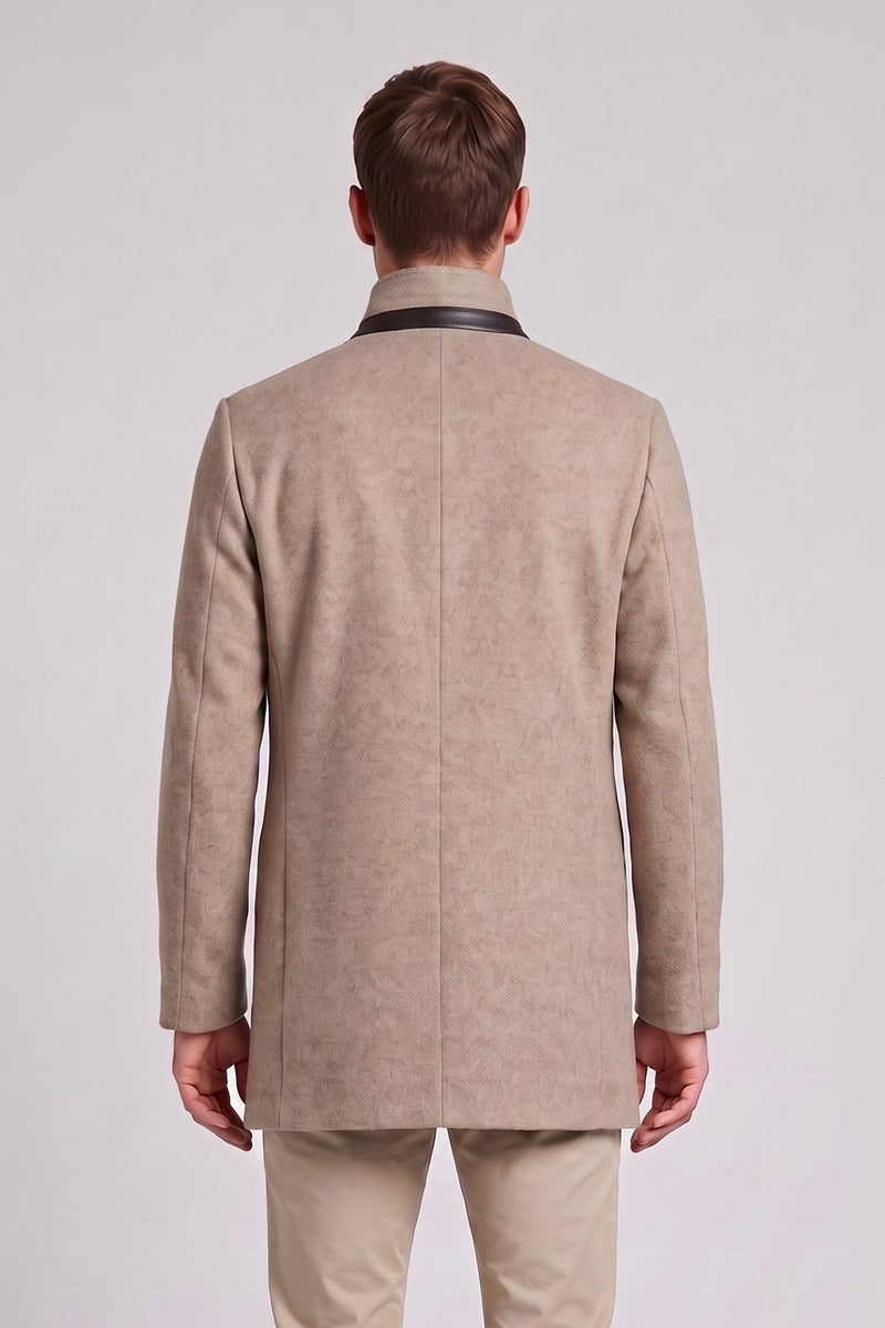 Ed Oliver Stand Collar Wool Coat Stone