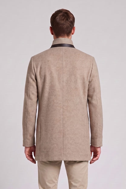 Ed Oliver Stand Collar Wool Coat Stone