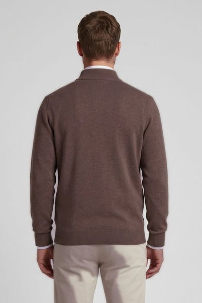 Ed Oliver Quarter Zip Knit Jumper Brown