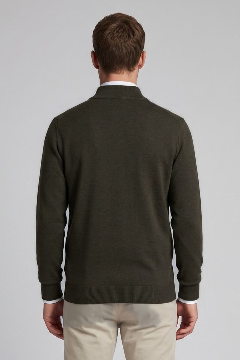 Ed Oliver Quarter Zip Knit Jumper Dark Forest