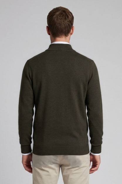 Ed Oliver Quarter Zip Knit Jumper Dark Forest