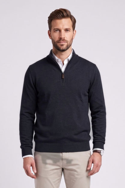 Ed Oliver Quarter Zip Knit Jumper Navy
