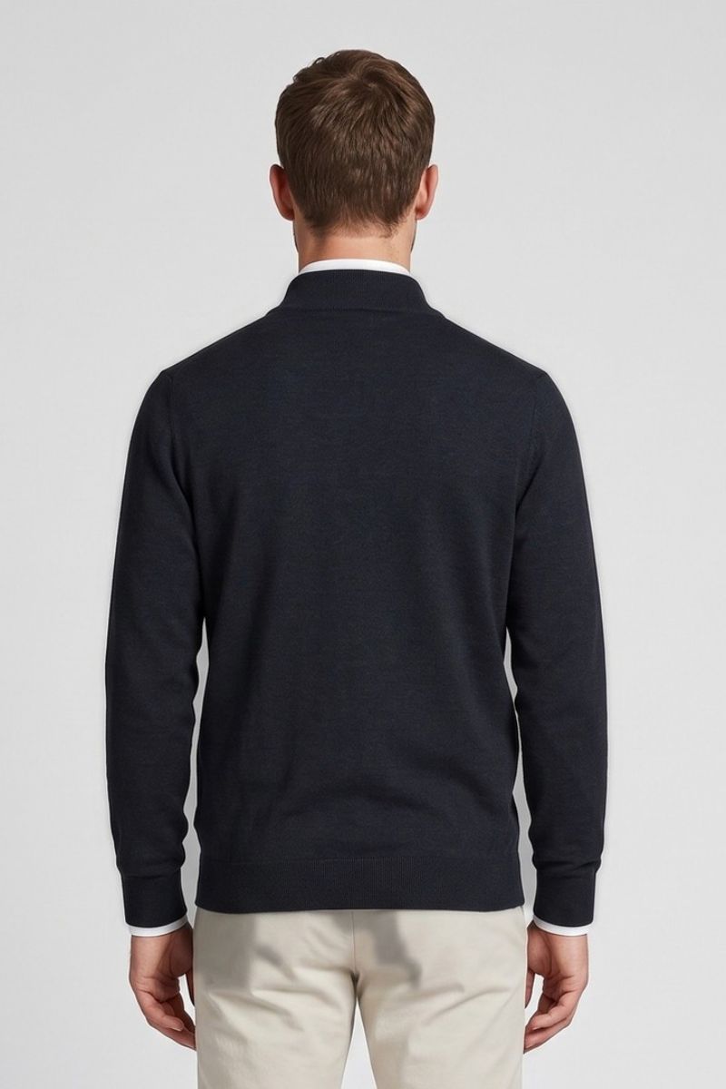 Ed Oliver Quarter Zip Knit Jumper Navy