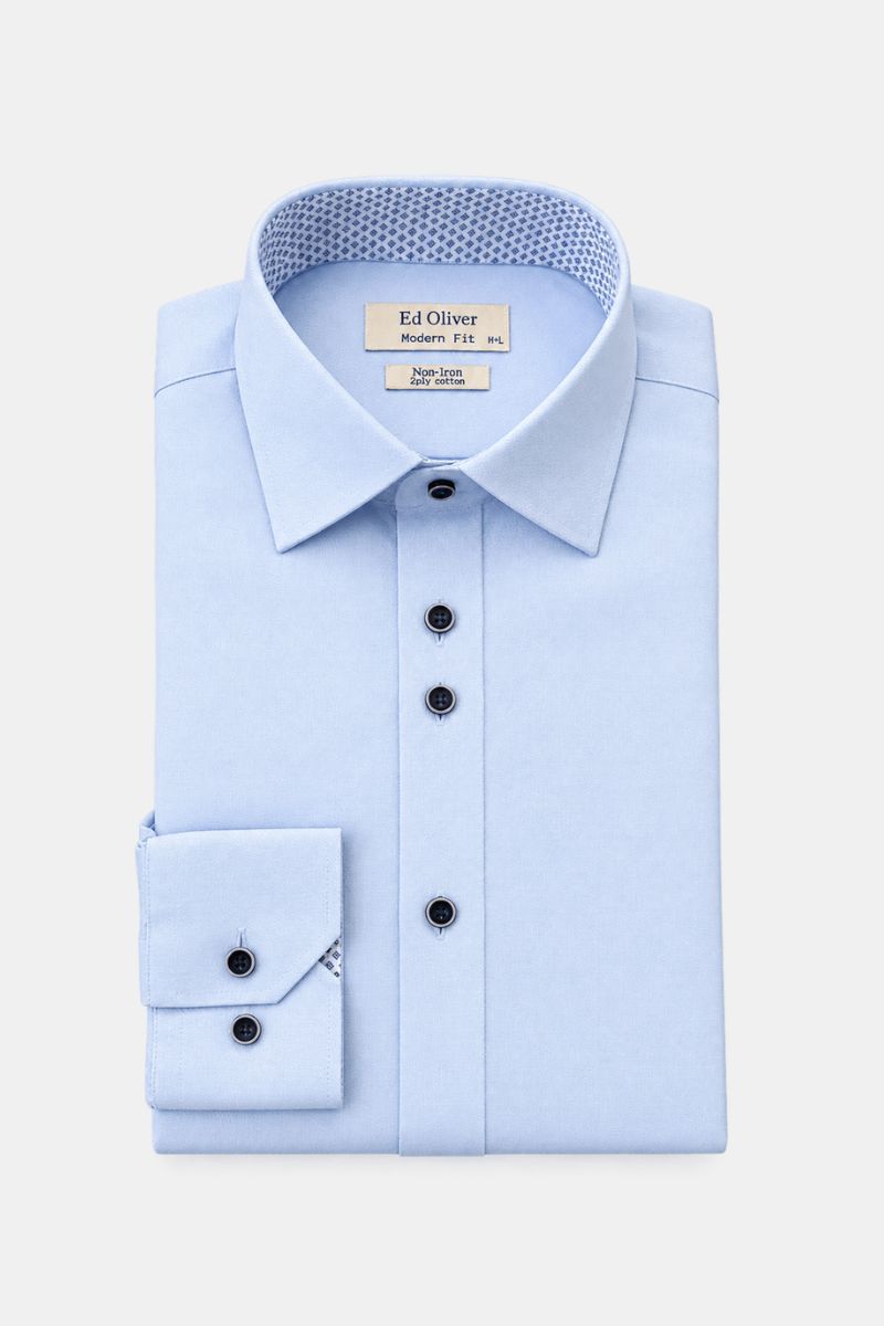 Ed Oliver Gerard Modern Fit  Shirt Sky Blue
