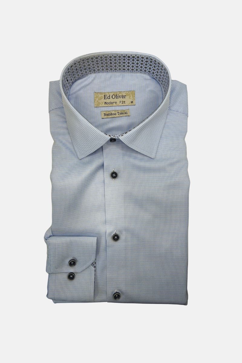 Ed Oliver Modern Fit Shirt Print Blue