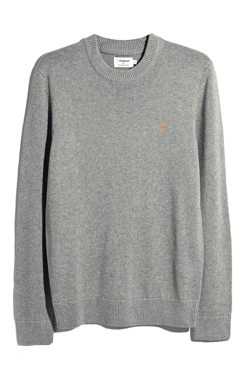Farah F4GFG000 Shepard Crew Neck Sweater Rain Heather