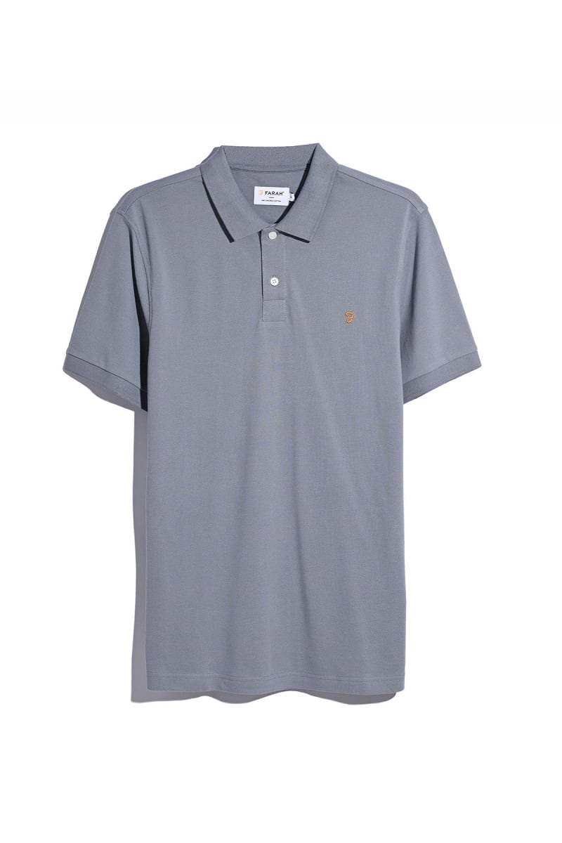 Farah Cunningham Short Sleeve Polo Shirt Icelandic Blue