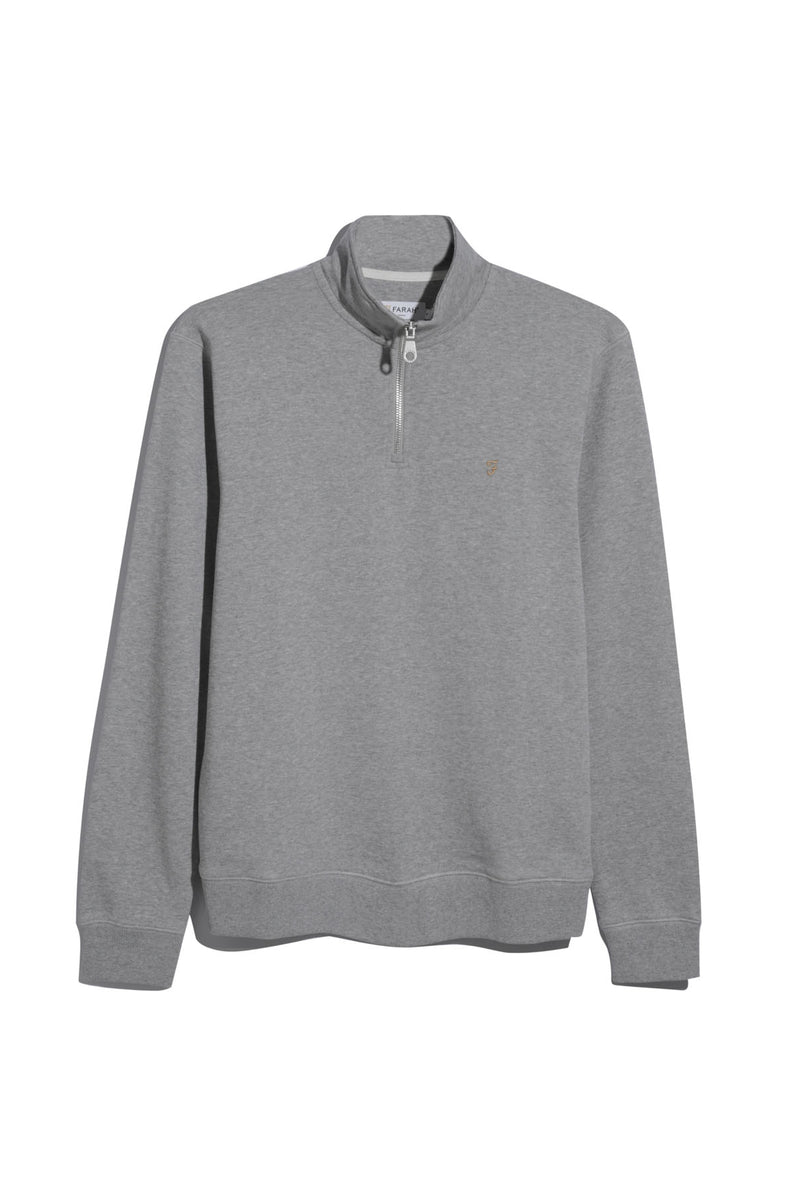 Farah Arnold Quarter Zip Sweatshirt Light Grey Marl