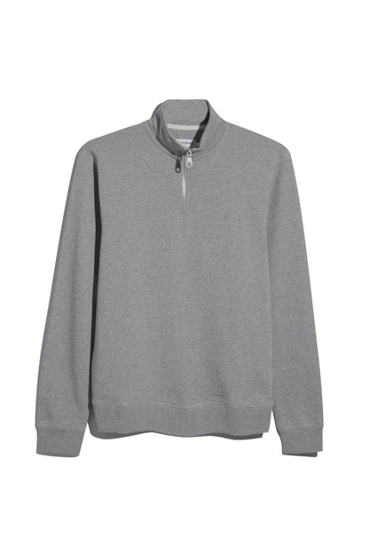 Farah Arnold Quarter Zip Sweatshirt Light Grey Marl