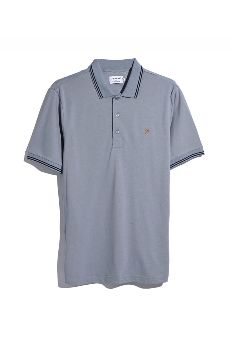 Farah Bowes Tipped Polo Shirt Icelandic Blue