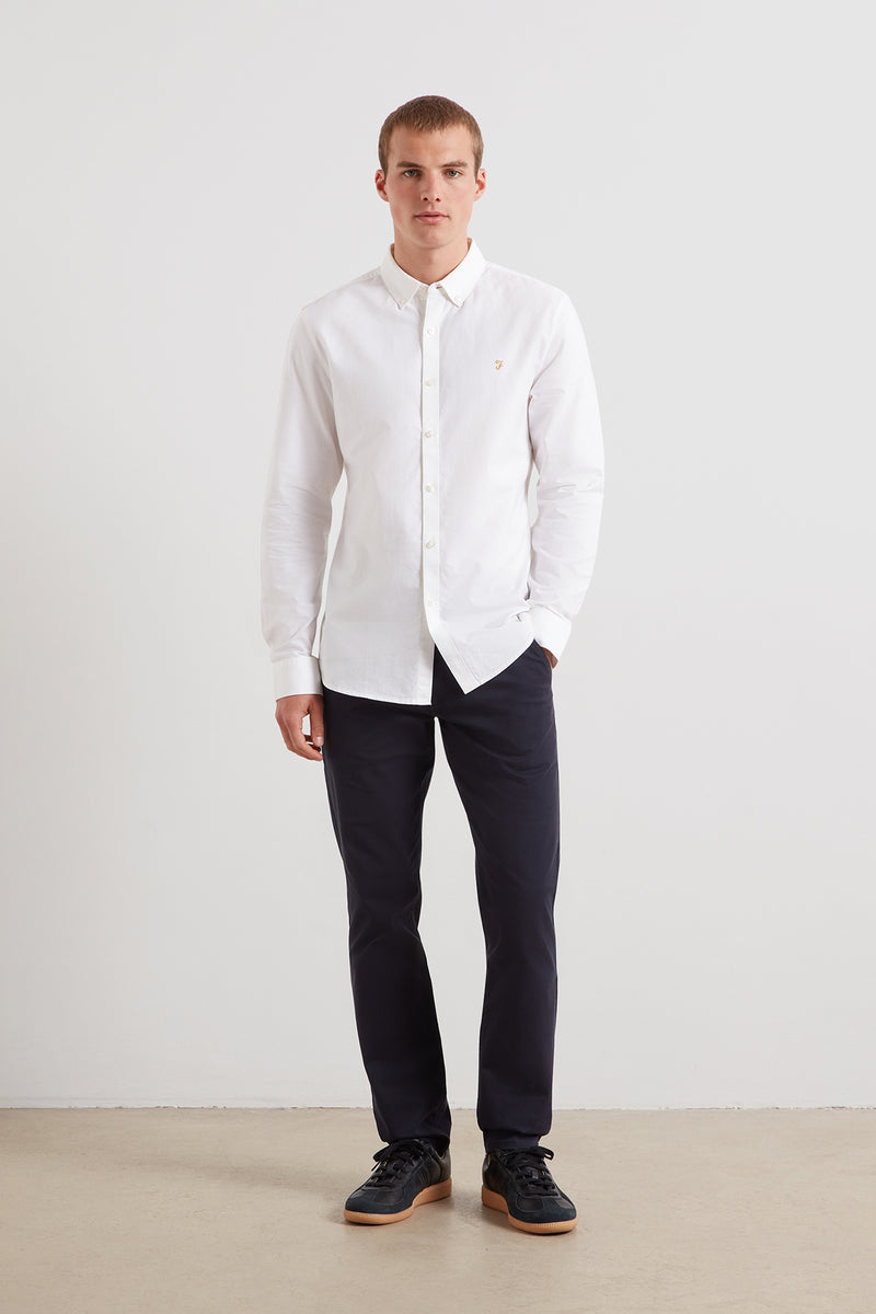 Farah F4WSB060 Brewer Slim Fit Oxford Shirt White