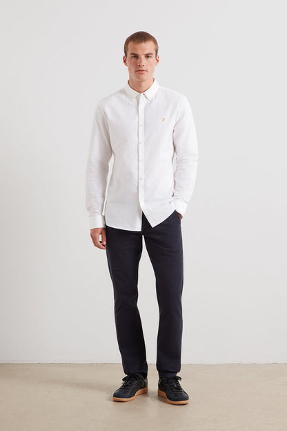 Farah F4WSB060 Brewer Slim Fit Oxford Shirt White