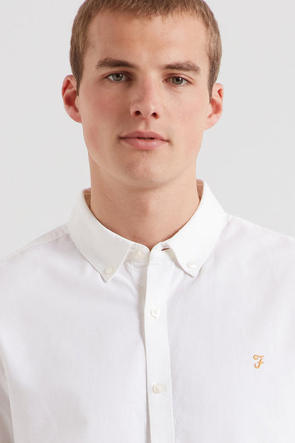 Farah F4WSB060 Brewer Slim Fit Oxford Shirt White