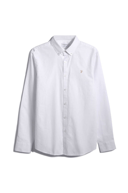 Farah F4WSB060 Brewer Slim Fit Oxford Shirt White