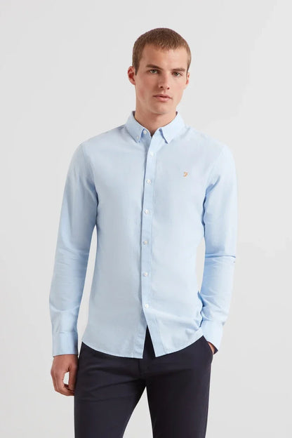 Farah Brewer Long Sleeve Oxford Shirt Sky Blue