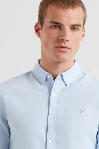 Farah Brewer Long Sleeve Oxford Shirt Sky Blue