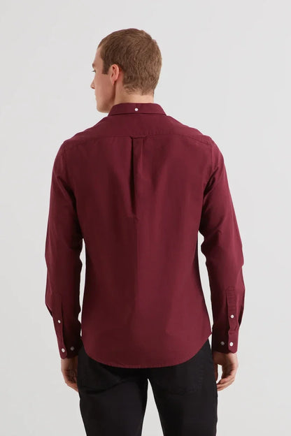 Farah Brewer Long Sleeve Oxford Shirt Bordeaux