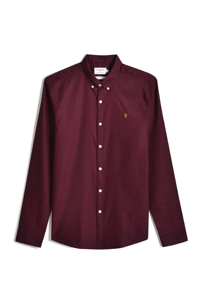 Farah Brewer Long Sleeve Oxford Shirt Bordeaux