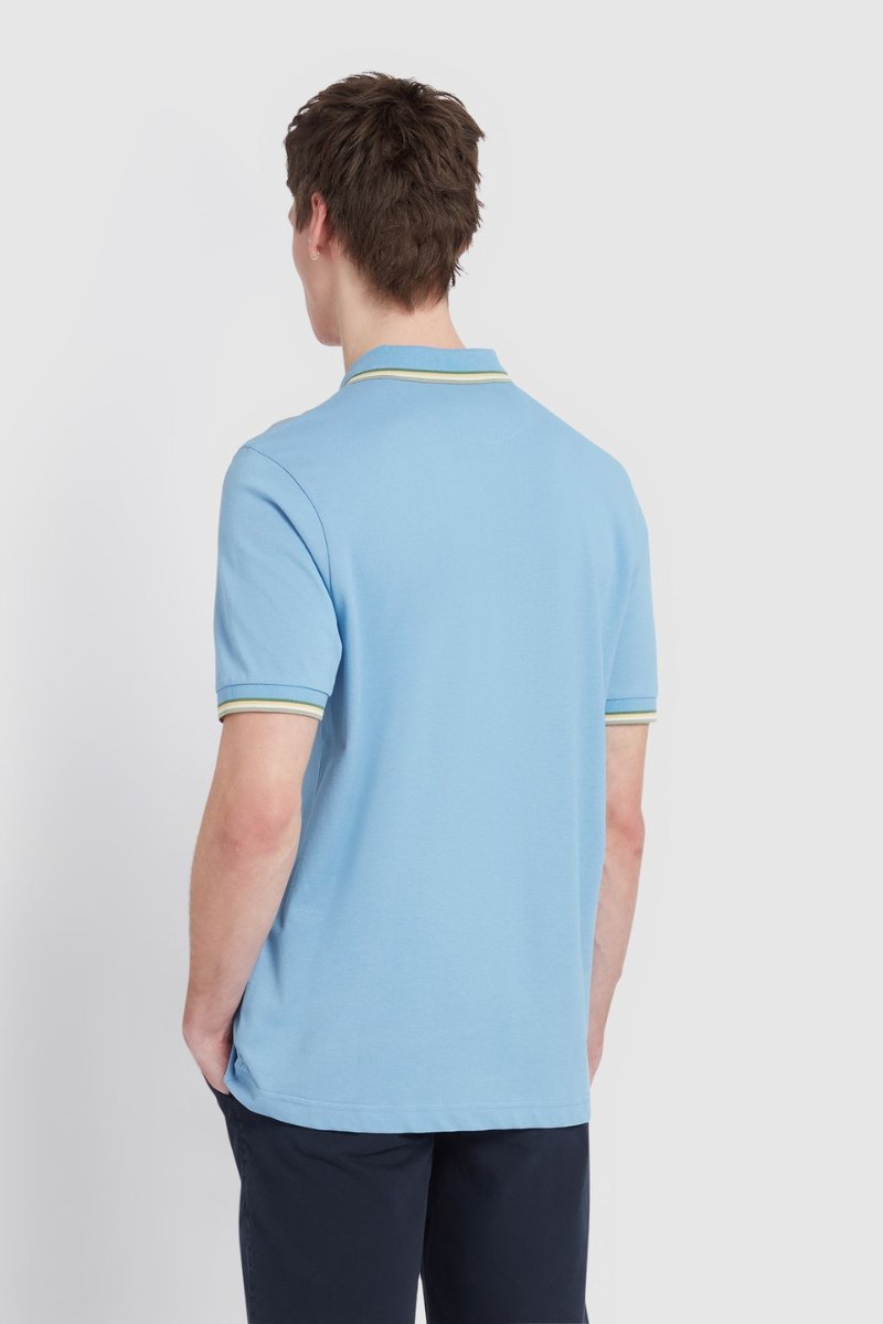 Farah Alvin Tipped Collar Polo Powder Blue