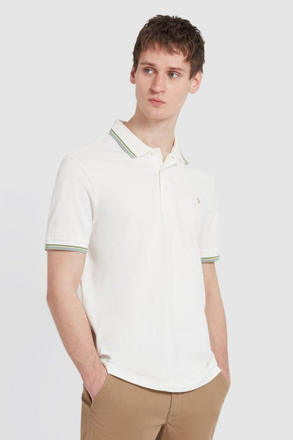 Farah Alvin Tipped Collar Polo Ecru